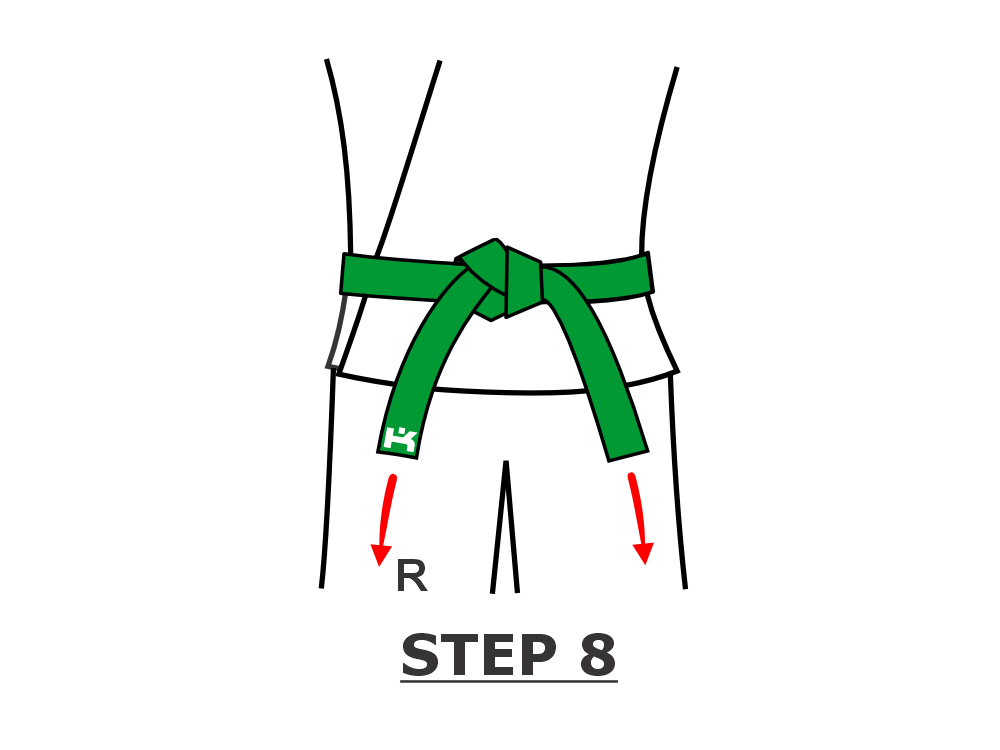 Step 8 - pull both ends of karate belt tight
