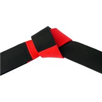 Deluxe Martial Arts Black Red Panel Belt Black Ends - Kataaro