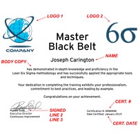 Six Sigma Rank Belt Certificate - Kataaro