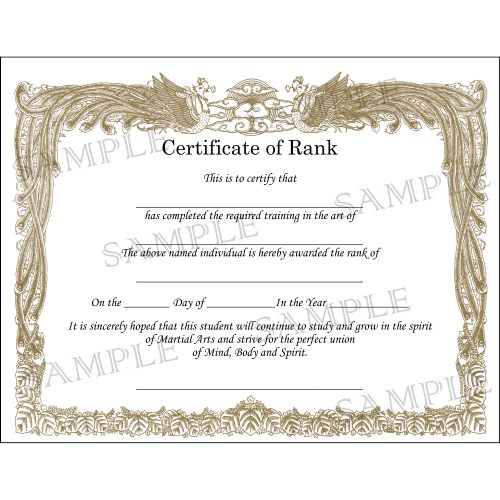 Martial Arts Certificates TaeKwonDo & Karate Rank Certificates Pack of 5 