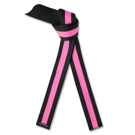Deluxe Breast Cancer Awareness Pink Stripe Black Belt