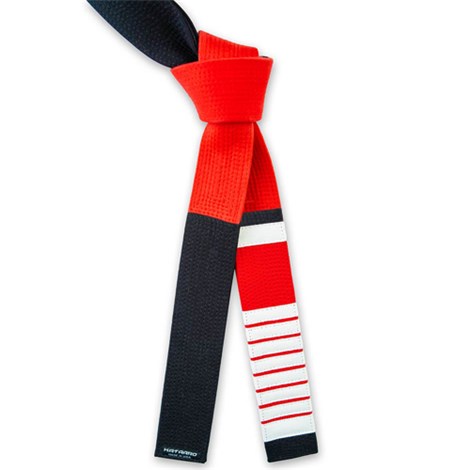 Deluxe Black and Red Jujitsu Panel Coral Belt