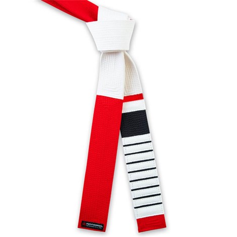 Deluxe Red and White Jujitsu Panel Coral Belt